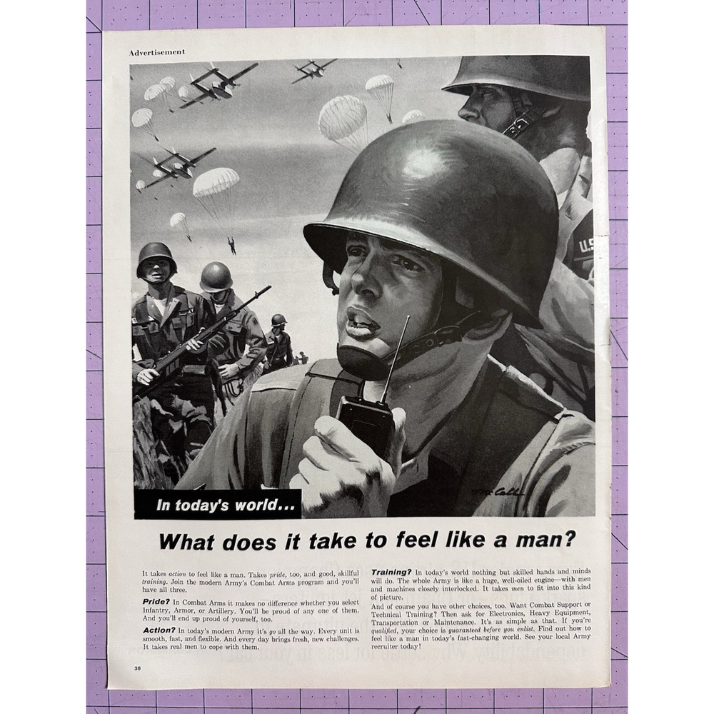 1962 VTG Orig Magazine Ad Recruiting ARMY What Does It Take To Feel Like A Man